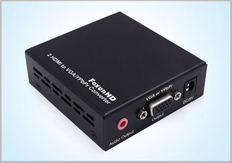  工业级 两路HDMI转模拟RGB或色差转换器 HVY02