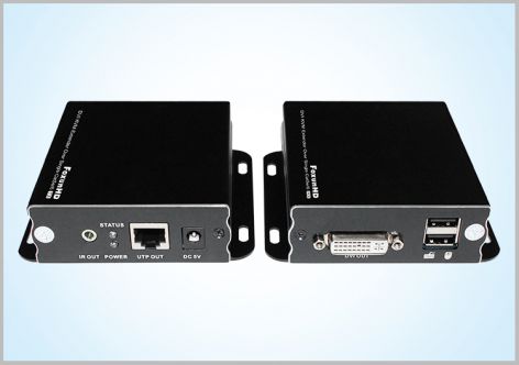  工业级HDBaseT  DVI KVM+IR单网延长器EX43